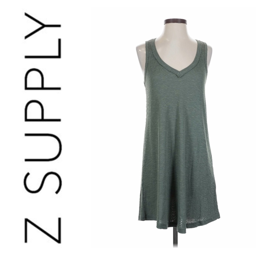 Z Supply sage green ribbed knit sleeveless mini dress